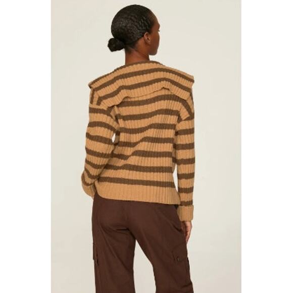 Line & Dot Brown Amber Striped Long Sleeve Pullover Sweater Size L - Picture 2 of 7